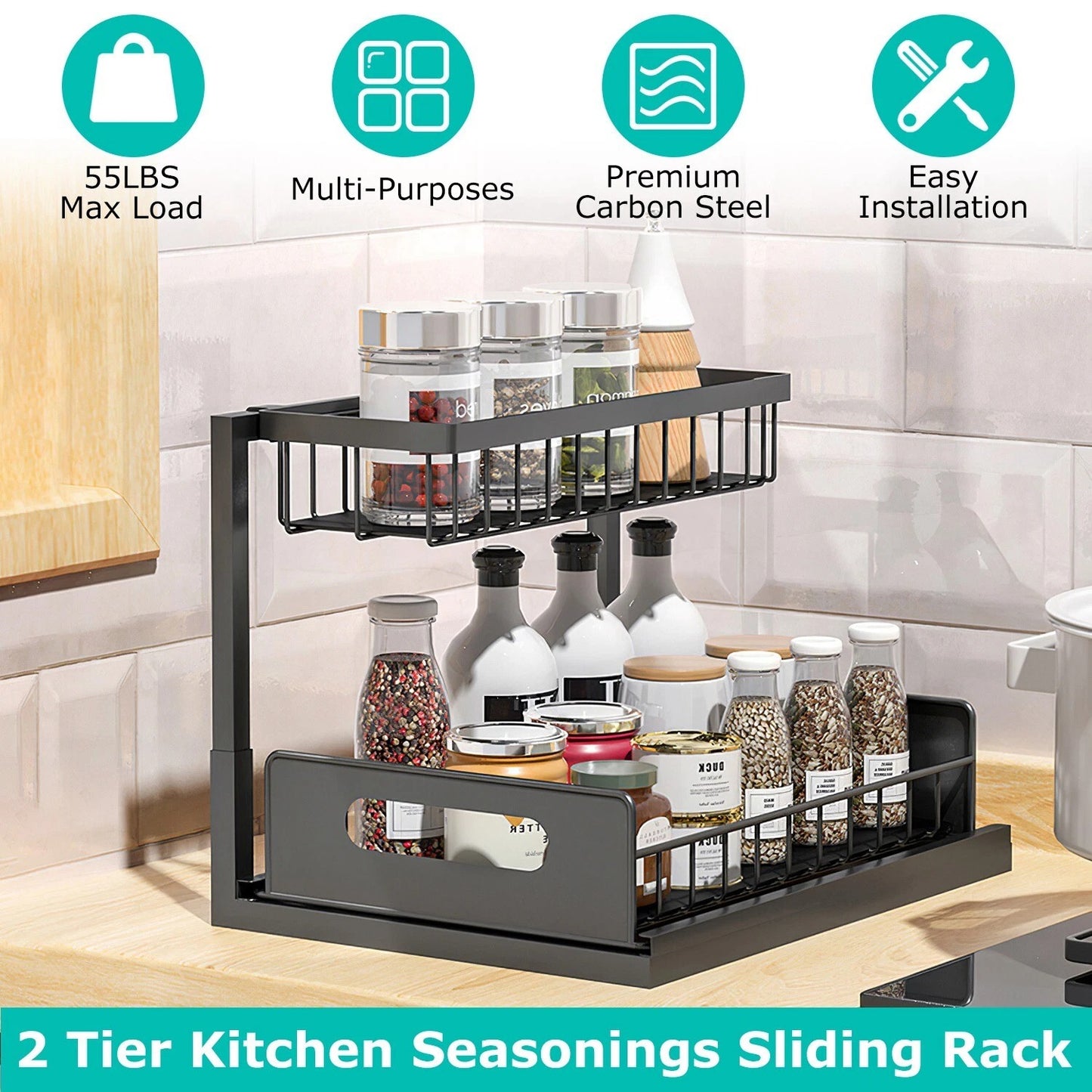 Home Collection 2-Tier Under Sink Organizer Sliding Drawer