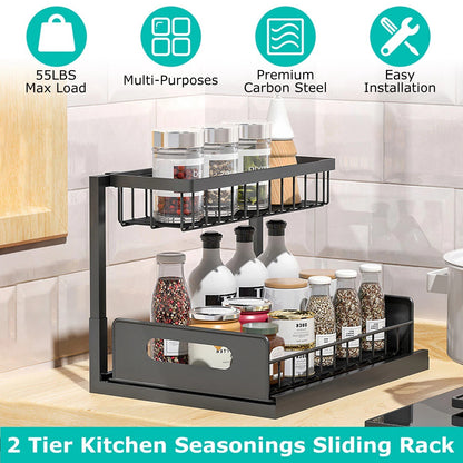 Home Collection 2-Tier Under Sink Organizer Sliding Drawer