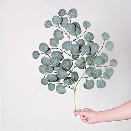 Home Collection Frosted Green Silk Eucalyptus Leaves – 4 Stems