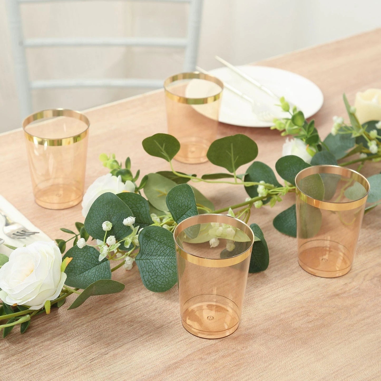 Home Collection 25-Pack Crystal Amber Gold Plastic Cups 10 oz