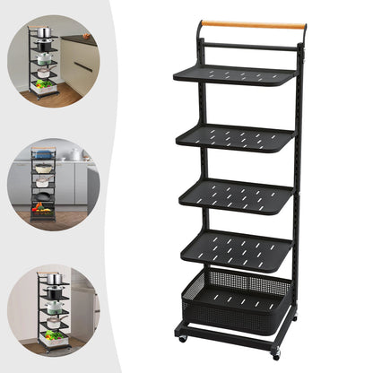 5-Tier Adjustable Pot & Pan Organizer Rack with Wheels