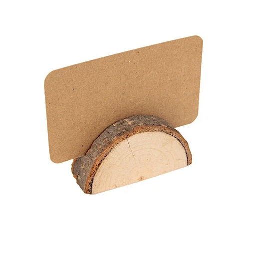Home Collection 10-Pack Natural Wood Semicircle Table Sign Holders with Place Cards
