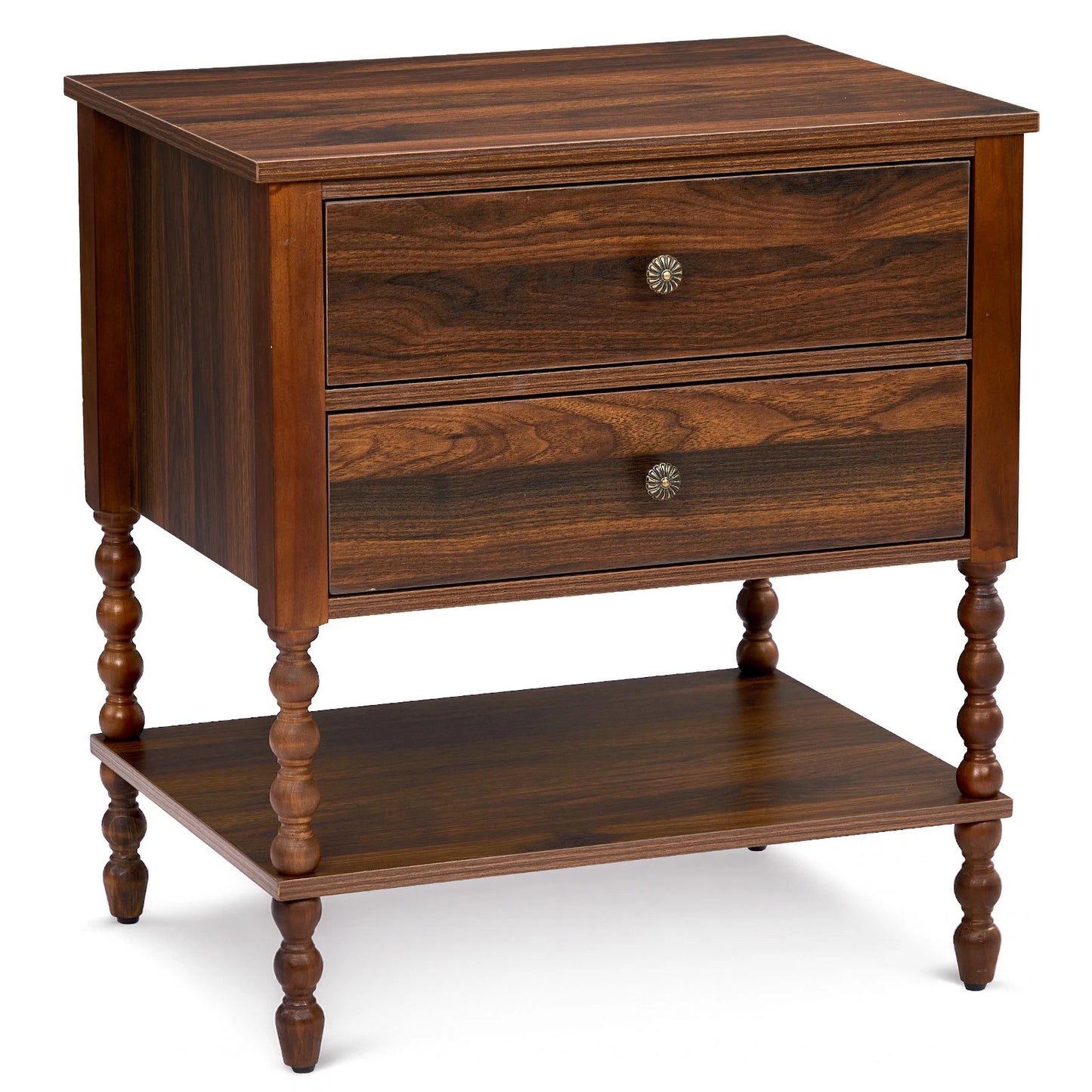 Solid Wood Side Table with Spindle Legs