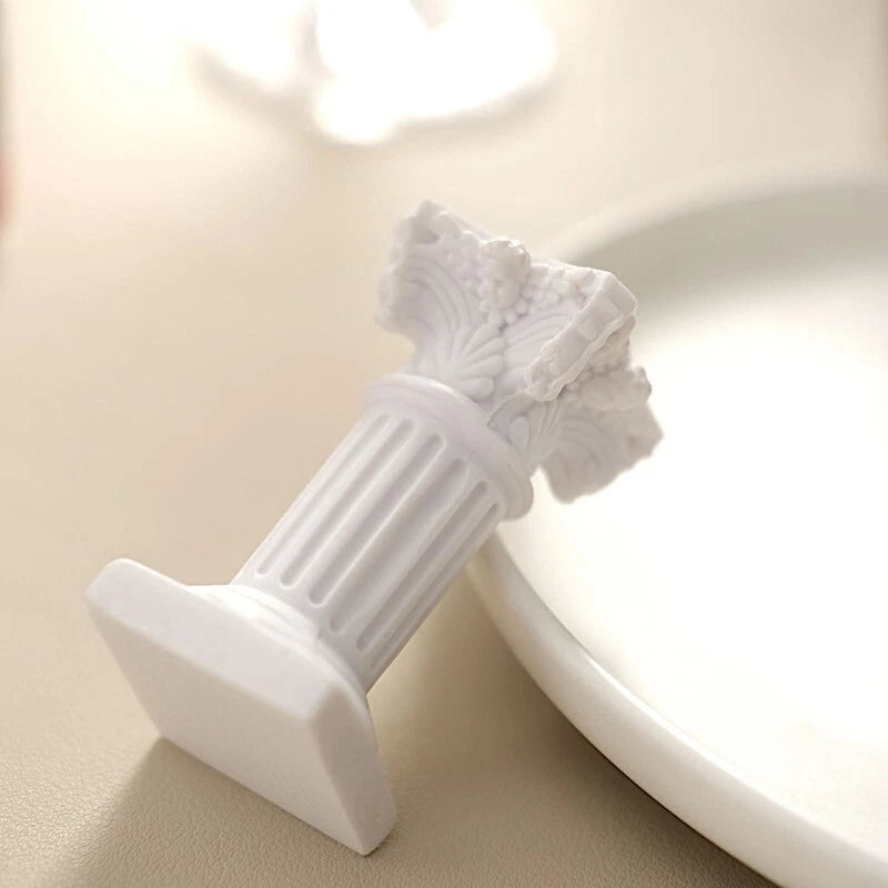 Home Collection 6-Piece White Resin Mini Roman Column Taper Candle Holders Set