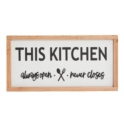 Farmhouse Kitchen Wall Sign – “This Kitchen Always Open Never Closes”