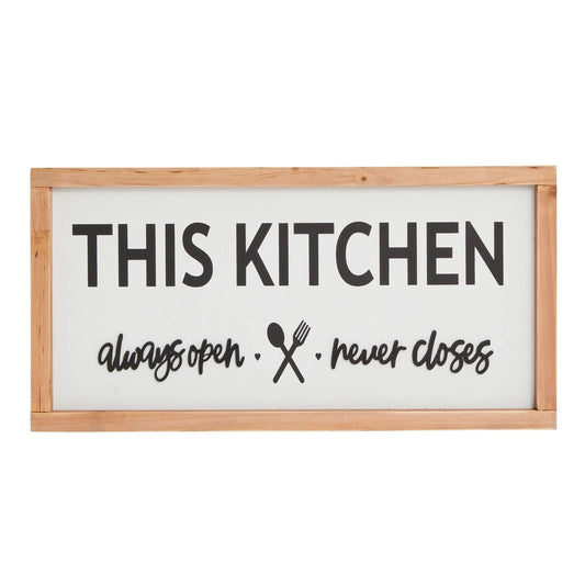 Farmhouse Kitchen Wall Sign – “This Kitchen Always Open Never Closes”