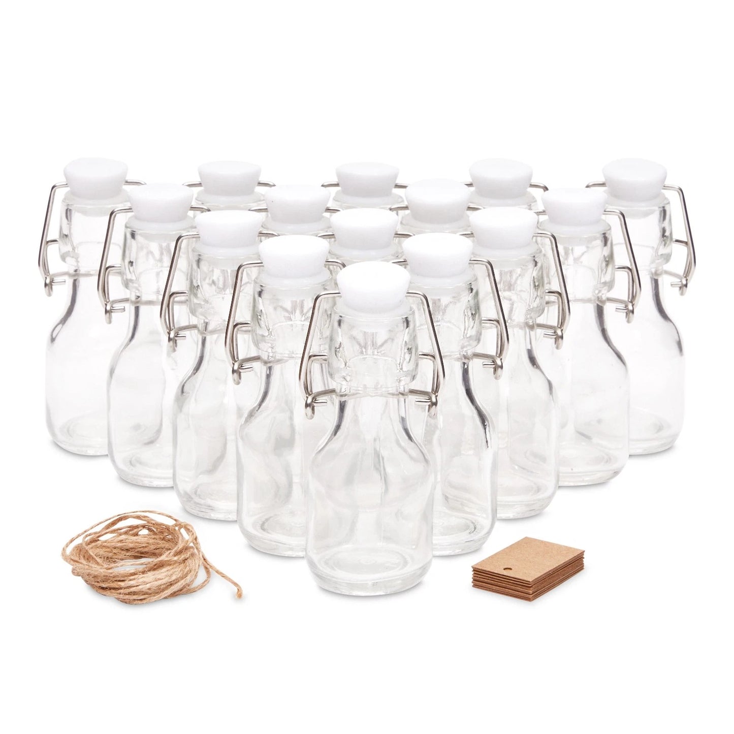 15-Pack Mini Swing Top Glass Bottles