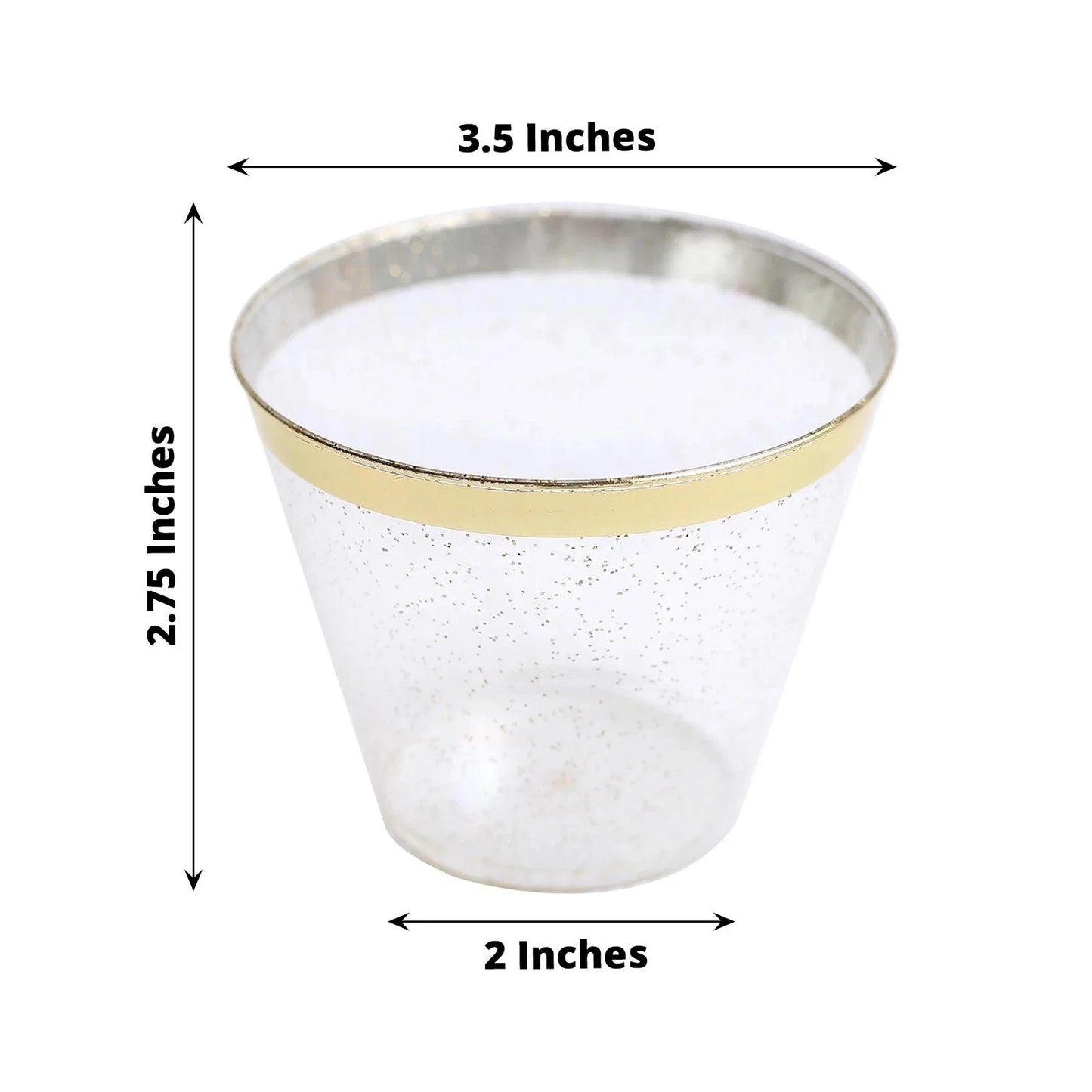 Home Collection 25-Pack Clear 9 oz Glittered Plastic Cups with Gold Rim