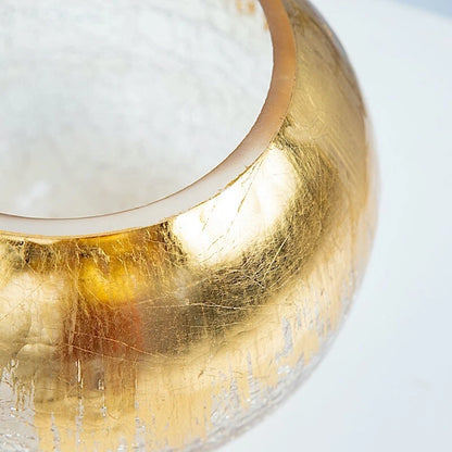 6" Crackle Glass Round Candle Holder Vase – Wedding & Party Centerpiece