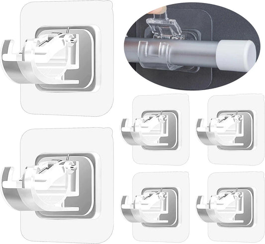 8PCS Nail-Free Adjustable Curtain Rod Clip Brackets
