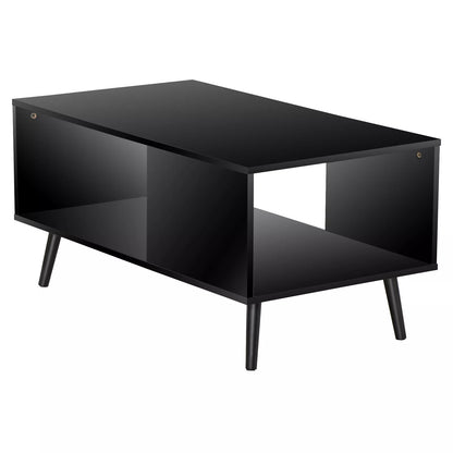 Industrial Coffee Table with Open Storage Shelf
