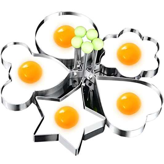 5-Piece Stainless Steel Egg & Pancake Ring Mold Set