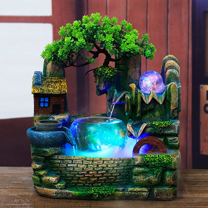 Feng Shui Rockery Waterfall Tabletop Fountain with Crystal Ball