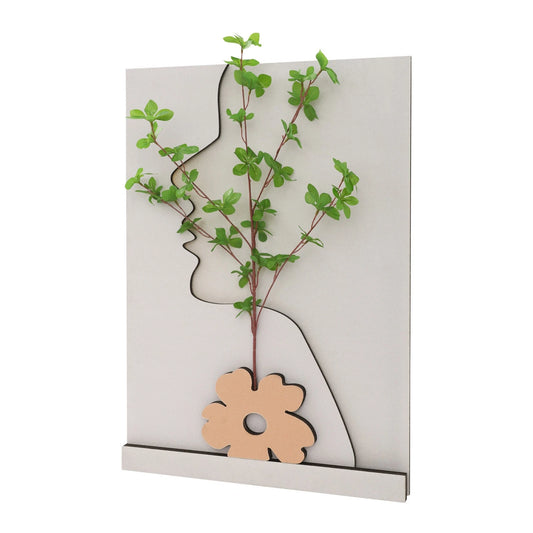 Wall-Mounted Sandstone Decor with LED & Simulated Plant