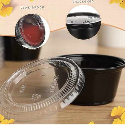 Home Collection 2oz Black Disposable Portion Cups with Lids