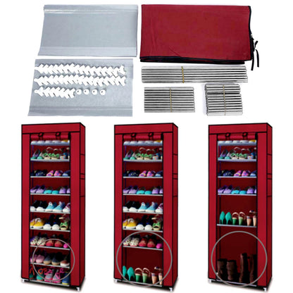 Home Collection Portable 9-Tier Shoe Rack Storage Organizer with Dust Cover