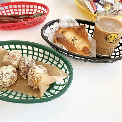 Home Collection Serving Oval Plastic Fast Food Basket Black