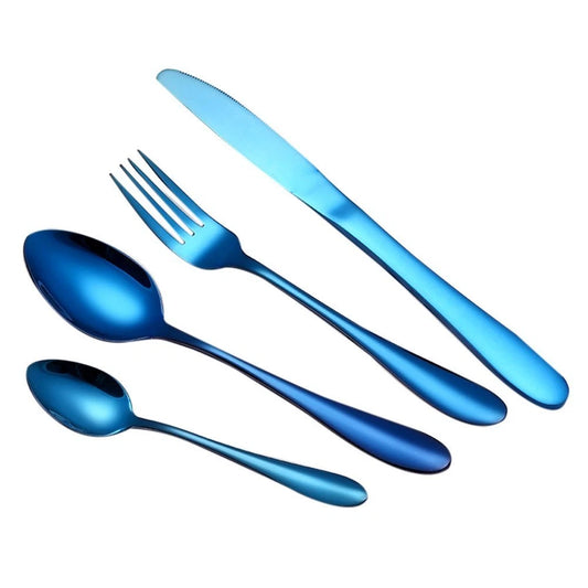 8-Piece Blue Stainless Steel Flatware Set