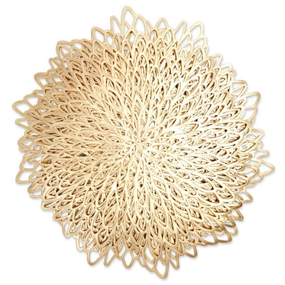 Home Collection 12Pcs Gold Metallic Round Leaf Placemats