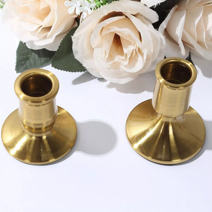 Set of 4 Gold Vintage Metal Taper Candle Holders