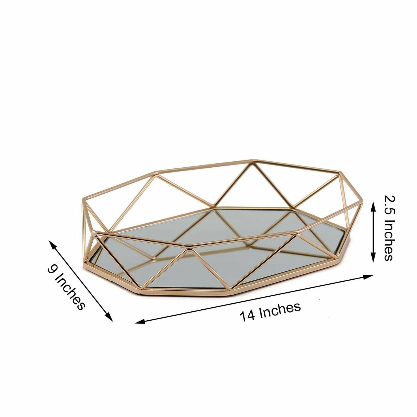 Home Collection 14"x9" Gold Mirrored Geometric Serving Tray