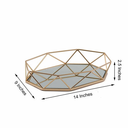 Home Collection 14"x9" Gold Mirrored Geometric Serving Tray