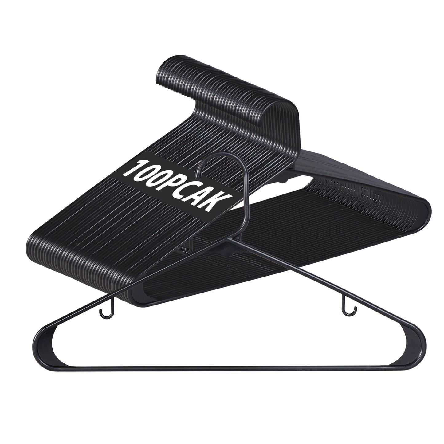 Home Collection 100 Pack Black Plastic Clothes Hangers