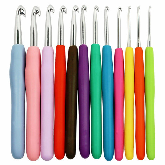 Home Collection 12Pcs Soft Handle Crochet Hooks Set