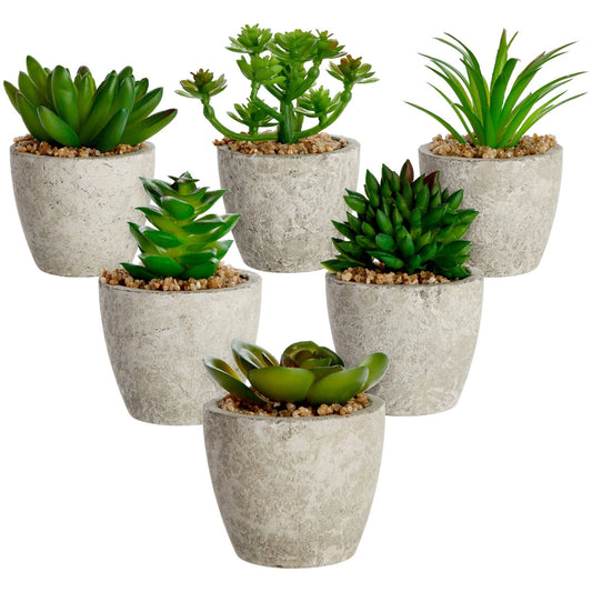 6 Pack Artificial Succulent Plant Pots
