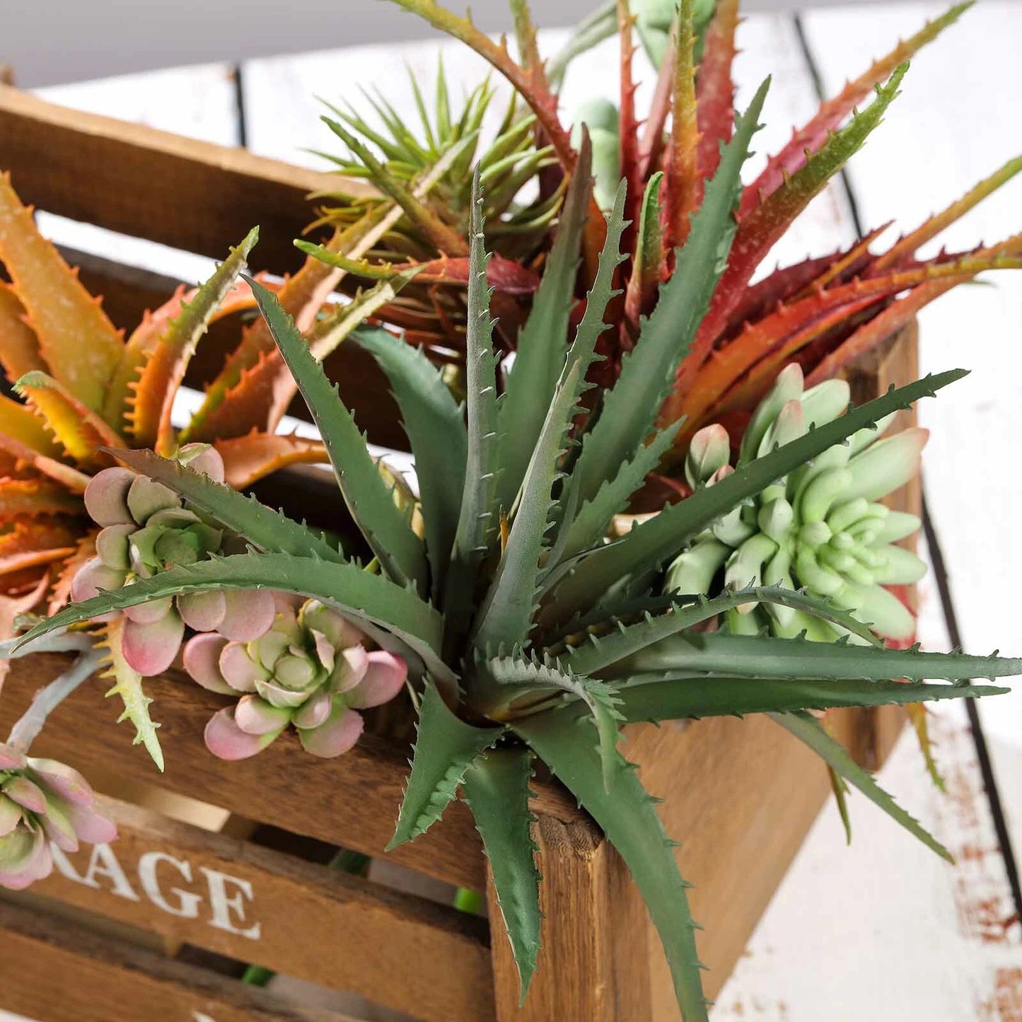 Home Collection 3PCS 12" Faux Succulent Aloe Sprays Orange Burgundy Green Artificial Stems