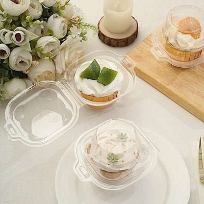 Home Collection 25-Pack Clear Plastic Cupcake Boxes with Dome Lids – Disposable Favor Containers