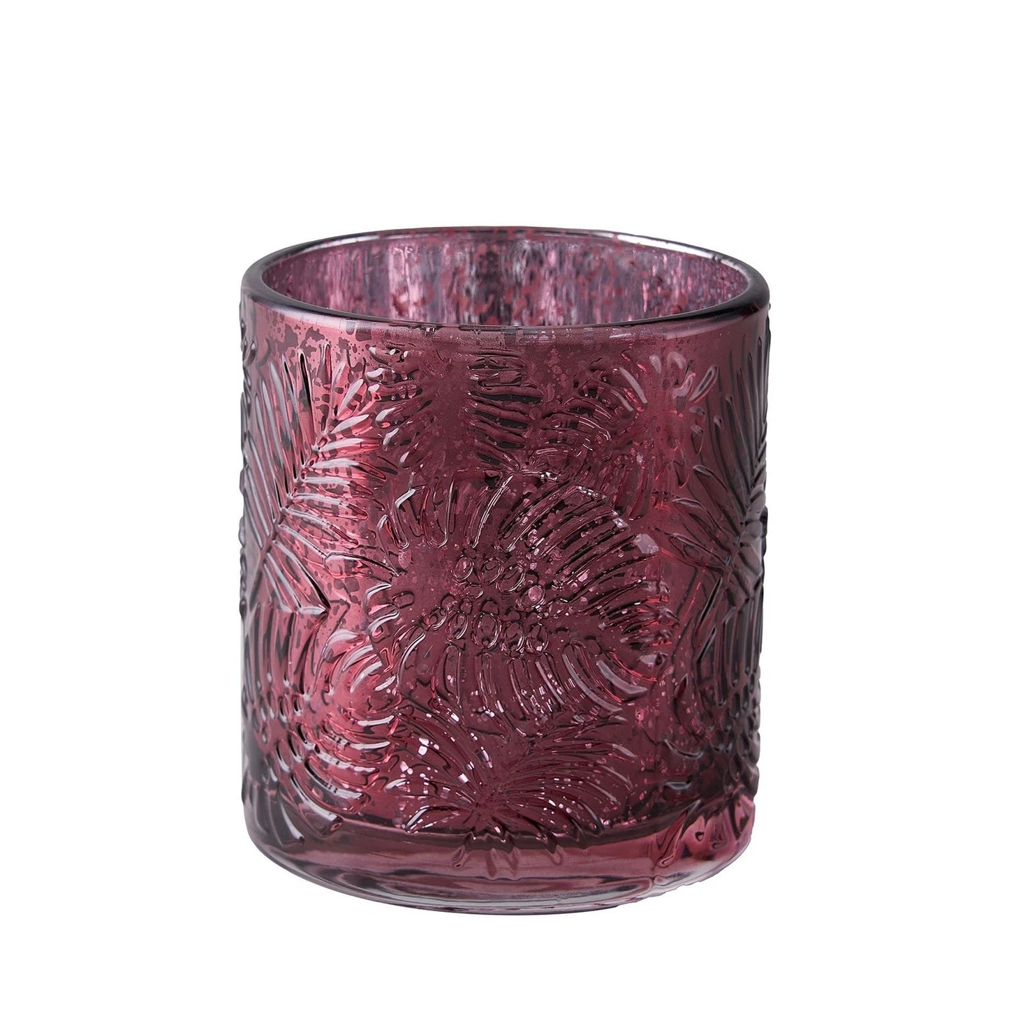 Home Collection 6-Piece 3" Mercury Glass Votive Candle Holders with Leaf Design