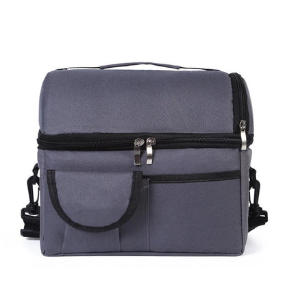 Insulated Dual-Compartment Leakproof Lunch Tote Cooler Bag Grey