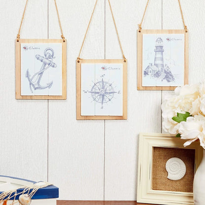 Nautical Wall Decor – Rustic Wooden Signs with Rope