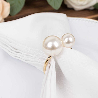 Home Collection 10 Pack Gold Napkin Rings with Faux Pearls