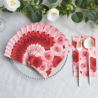 Home Collection 50-Pack Rose Print Paper Disposable Dinner Napkins