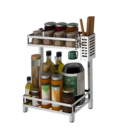 Home Collection 2 Tier Stainless Steel Wall Mount Spice Rack