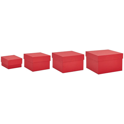 4-Pack Red Square Nesting Gift Boxes with Lids