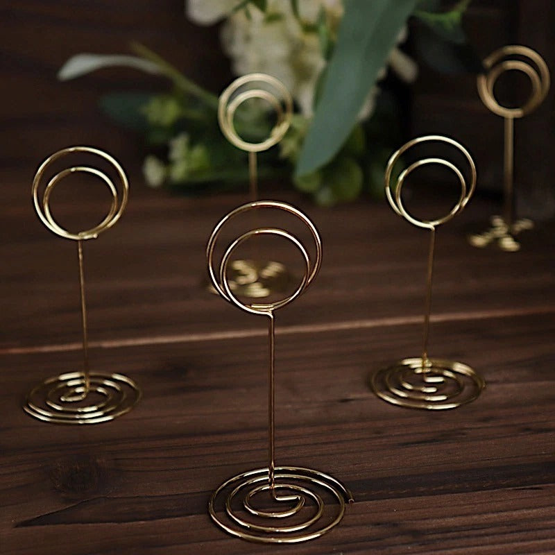 Home Collection 10-Pack Gold Metal 3.5” Circle Place Card & Table Number Sign Holders