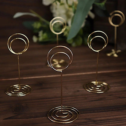 Home Collection 10-Pack Gold Metal 3.5” Circle Place Card & Table Number Sign Holders