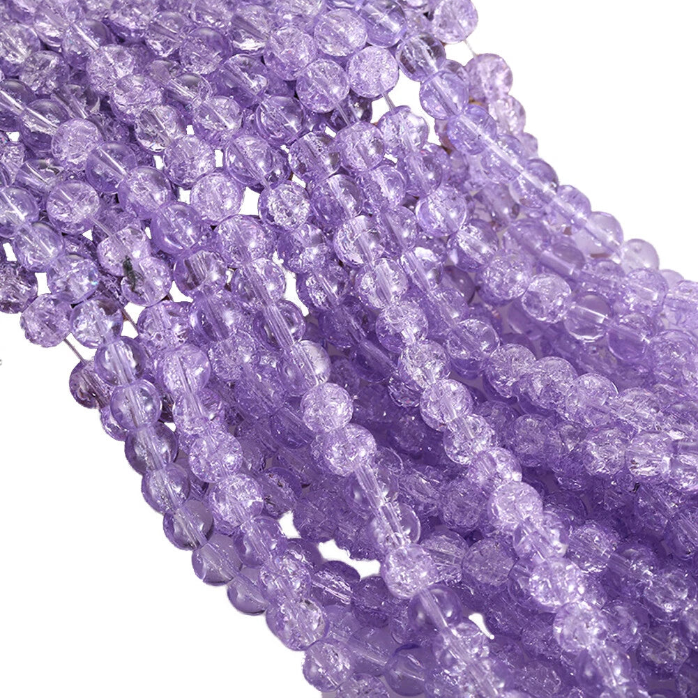 200 Pcs Crackle Glass Loose Beads – 8mm Round Beads