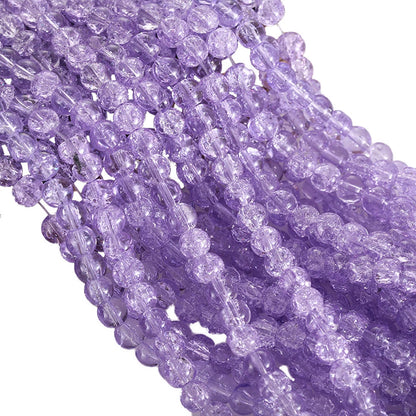 200 Pcs Crackle Glass Loose Beads – 8mm Round Beads