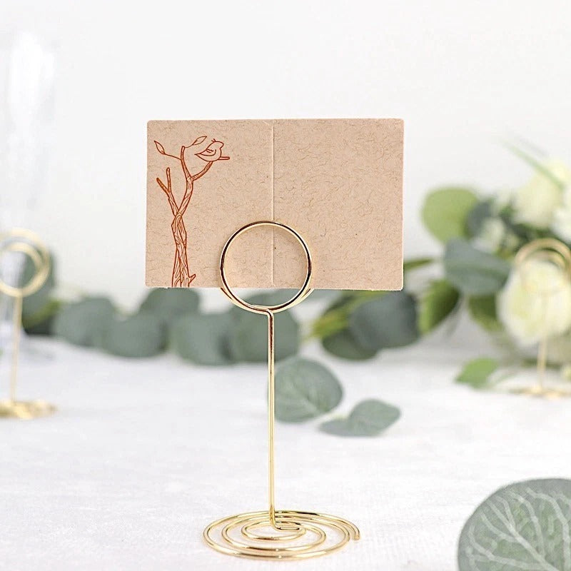 Home Collection 10-Pack Gold Metal 3.5” Circle Place Card & Table Number Sign Holders