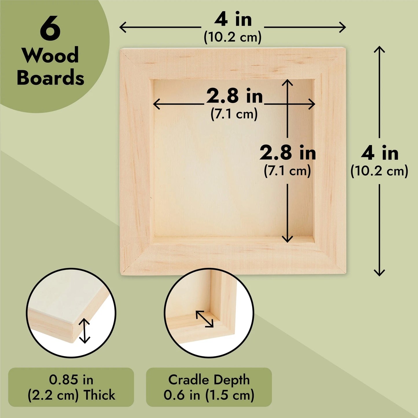 4x4 Small Wood Canvas Panels – 6 Pack