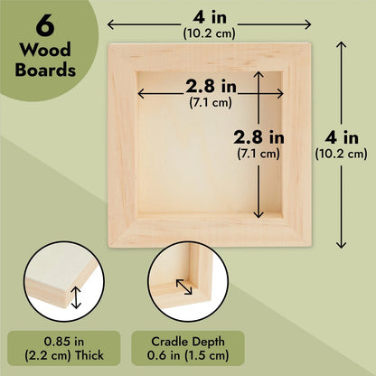 4x4 Small Wood Canvas Panels – 6 Pack