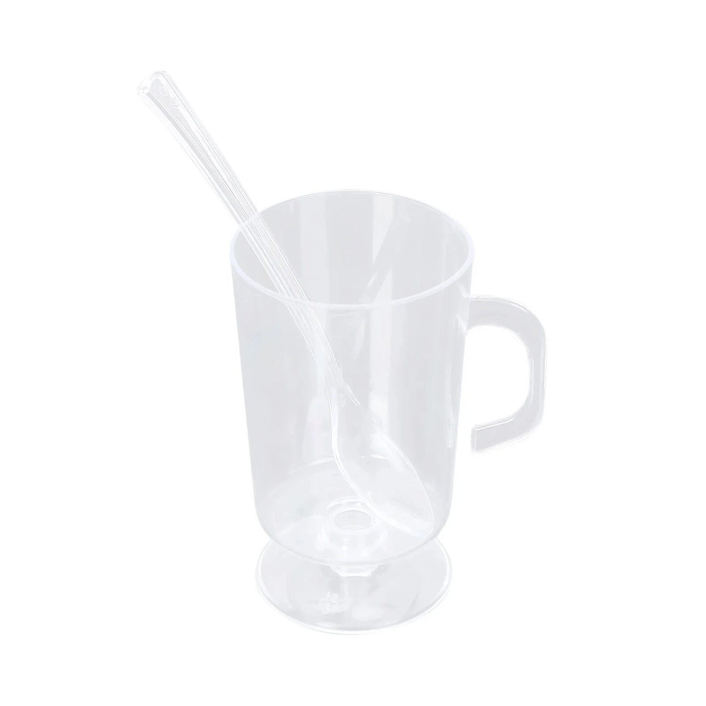 24-Pack 2 oz Clear Disposable Plastic Dessert Cups with Handles & Spoons