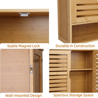 3 Tier Bamboo Wall-Mounted Medicine Cabinet