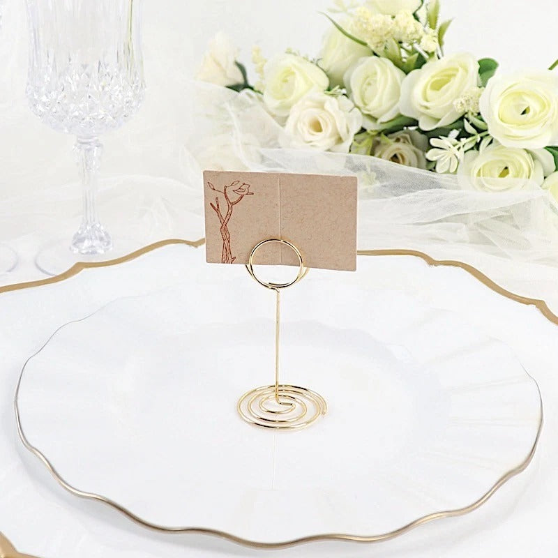 Home Collection 10-Pack Gold Metal 3.5” Circle Place Card & Table Number Sign Holders