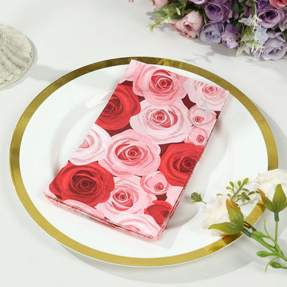 Home Collection 50-Pack Rose Print Paper Disposable Dinner Napkins