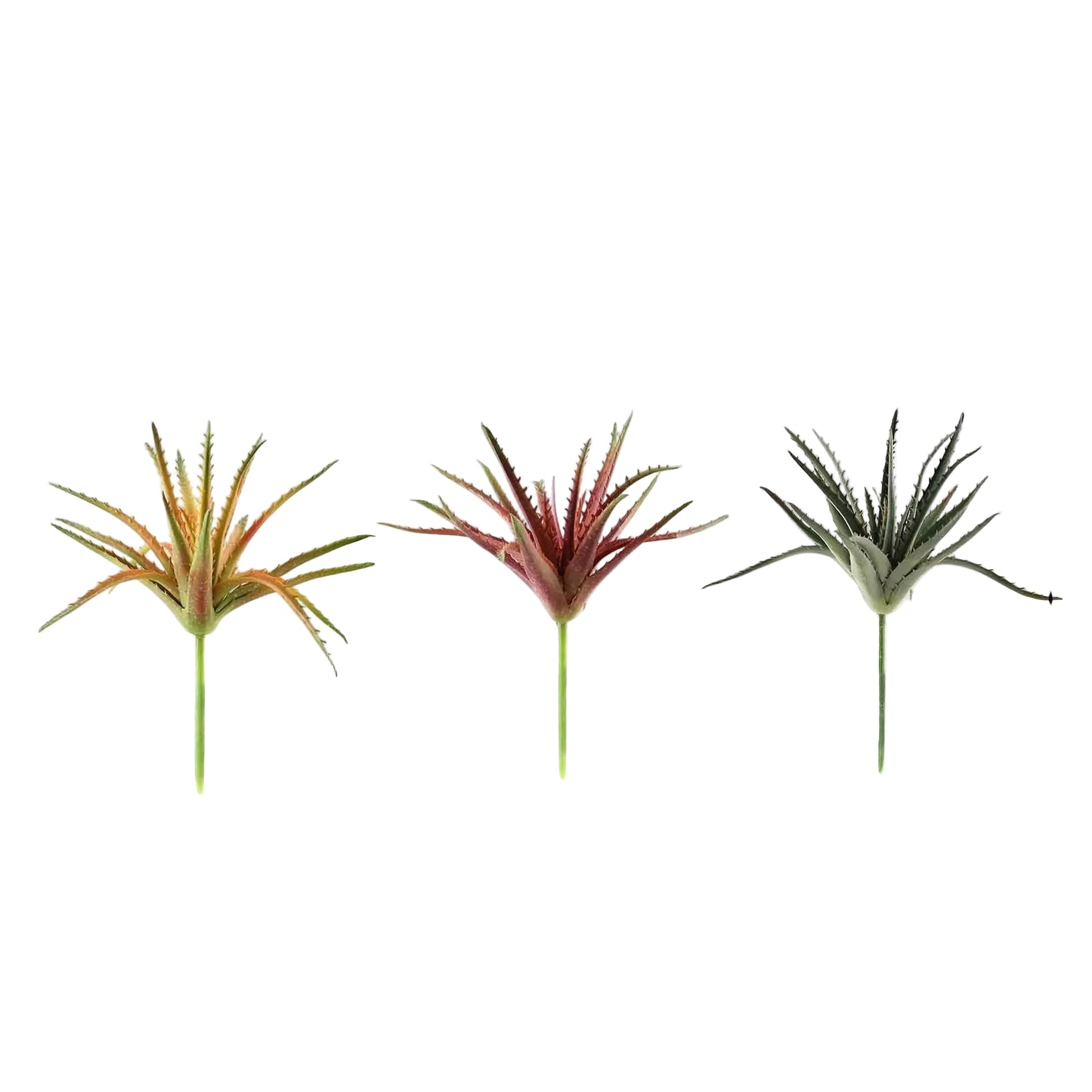 Home Collection 3PCS 12" Faux Succulent Aloe Sprays Orange Burgundy Green Artificial Stems